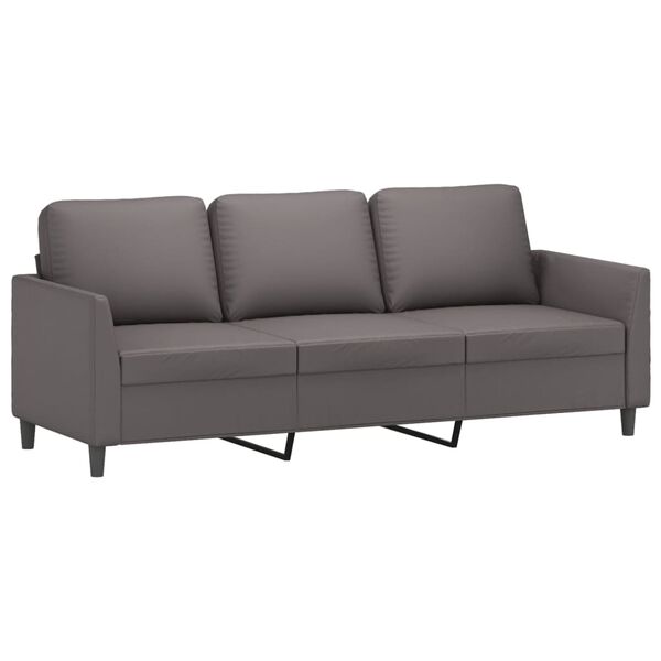 vidaXL 3-osobowa sofa z podn&oacute;żkiem, szary, 180 cm, sztuczna sk&oacute;ra