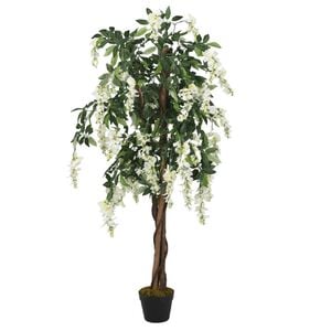 vidaXL Sztuczna wisteria, 560 liści, 80 cm, zielono-biała
