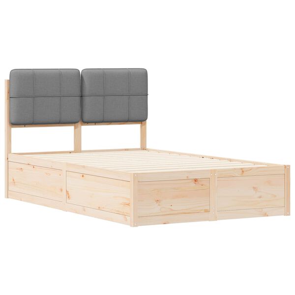 vidaXL Ramka ł&oacute;żka z tapicerowanym wezgłowiem Jasnoszary 120 x 190 cm