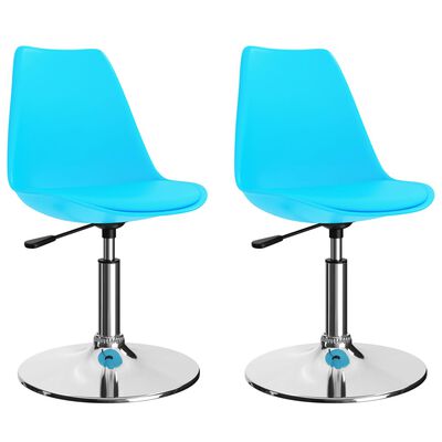 vidaXL Obrotowe krzesła stołowe, 2 szt., niebieskie, sztuczna skóra