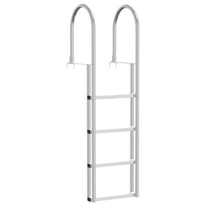vidaXL Drabinka dokowa 4-stopniowa Srebrny 45 &times;11,5 &times;162 cm Aluminium