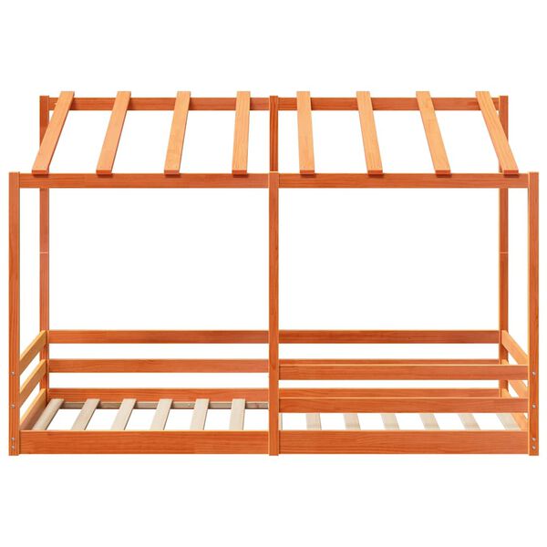 vidaXL Rama ł&oacute;żka dziecięcego z daszkiem, woskowy brąz, 100x200 cm