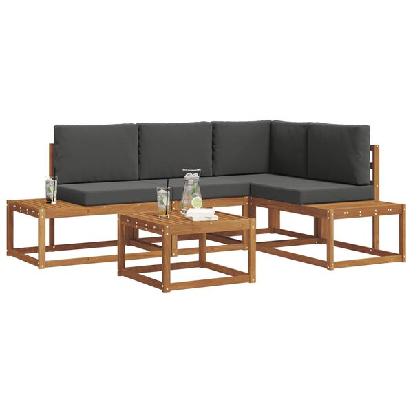 vidaXL Zestaw sof na zewnątrz 5 Sztuka Naturalny i Antracytowy
