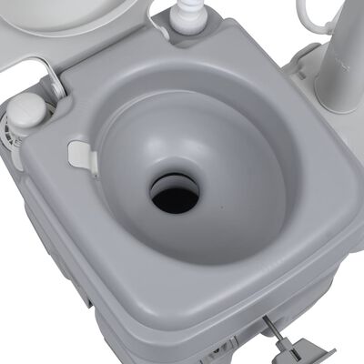 vidaXL Przenośna toaleta kempingowa z umywalką, szara