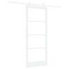 vidaXL Drzwi przesuwne 83 x 202 cm Lite drewno sosnowe i szkło Biały