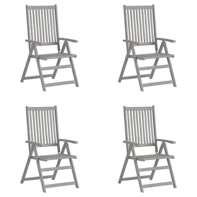 vidaXL Rozkładane krzesła ogrodowe, 4 szt., szare, drewno akacjowe