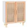 vidaXL Kredens, biały, 60x30x70 cm, lita sosna i naturalny rattan