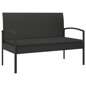 vidaXL Ławka ogrodowa z poduszką, czarna, 105 cm, polirattan