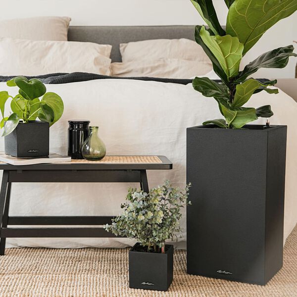 LECHUZA Donica CANTO Stone 30 High ALL-IN-ONE, grafitowa czerń