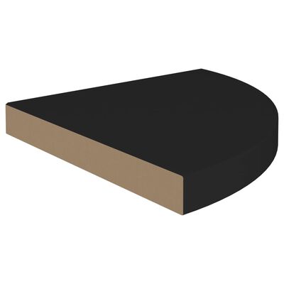 vidaXL Narożna półka ścienna, czarna, 35x35x3,8 cm, MDF