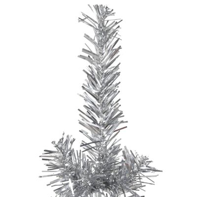 vidaXL Smukła choinka połówka ze stojakiem, sztuczna, srebrna, 240 cm