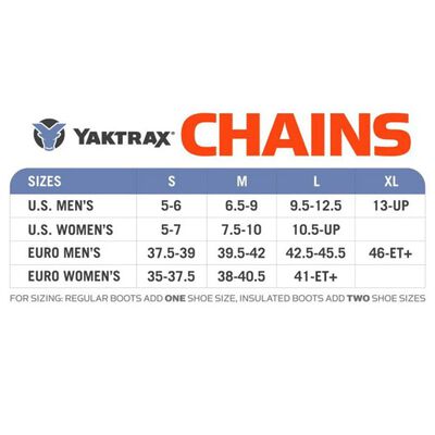 Yaktrax Raczki na buty Chains, XL, 46+, czarne