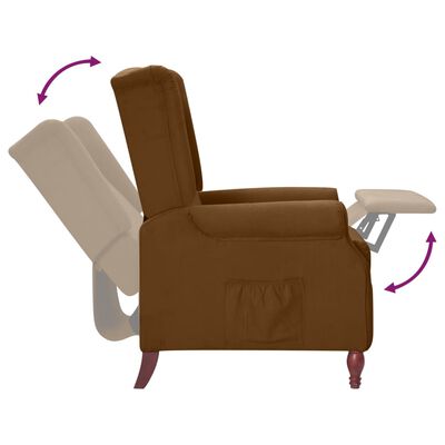 vidaXL Fotel rozkładany, brązowy, tapicerowany tkaniną