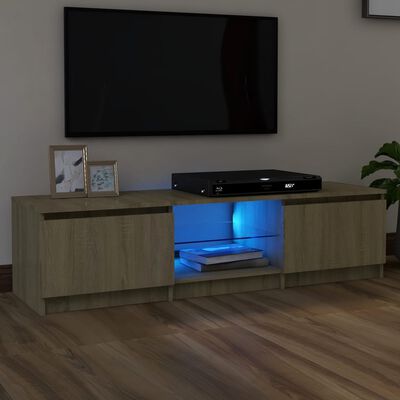 vidaXL Szafka pod TV, z LED, dąb sonoma, 140 x 40 x 35,5 cm