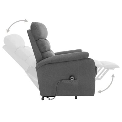 vidaXL Podnoszony fotel masujący, jasnoszary, tkanina