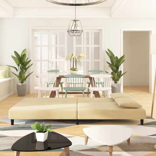 vidaXL 2-osobowa kanapa, 2 poduszki, kremowa, aksamitna