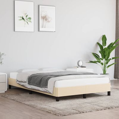 vidaXL Rama łóżka, kremowa, 120x190 cm, tkanina