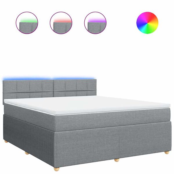 vidaXL Ł&oacute;żko kontynentalne z materacem, jasnoszare, tkanina, 180x200cm