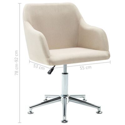 vidaXL Obrotowe krzesło do jadalni, kremowe, tkanina