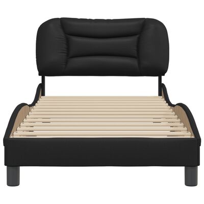 vidaXL Rama łóżka z zagłówkiem, czarna, 90x190 cm, sztuczna skóra