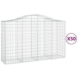 vidaXL Kosze gabionowe, 50 szt, 200x50x120/140cm, galwanizowane żelazo
