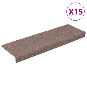 vidaXL Maty na schody samoprzylepne 15 szt. 65x21x4 cm jasnobrązowe, prostokątne krawędzie