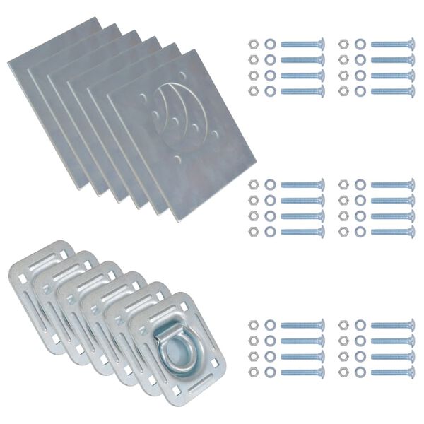 vidaXL Pierścienie mocujące ładunek, 6 szt, stal ocynkowana, 2000 kg