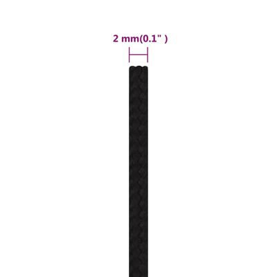 vidaXL Linka robocza, czarna, 2 mm, 25 m, poliester