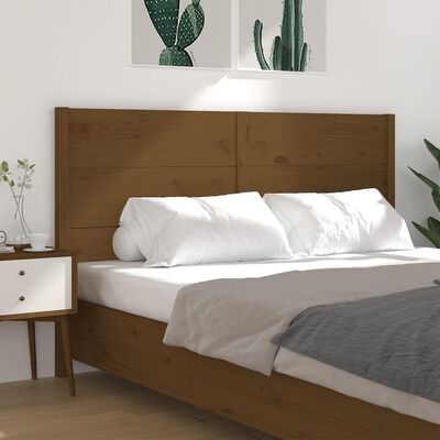 vidaXL Wezgłowie łóżka, miodowy brąz, 146x4x100cm, lite drewno sosnowe