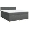 vidaXL Ł&oacute;żko kontynentalne z materacem, ciemnoszara tkanina 180x200 cm