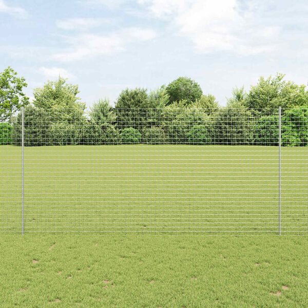 vidaXL Ogrodzenie z słupkiem Srebrny 1,6 x 10 m Stal