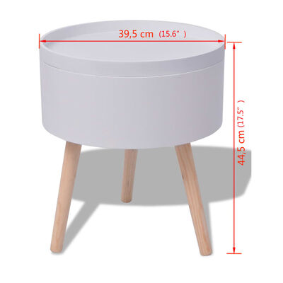 vidaXL Okrągły stolik z tacą 39,5 x 44,5 cm biały