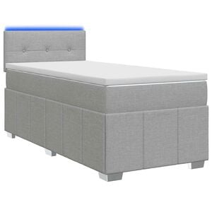 vidaXL Ł&oacute;żko kontynentalne z materacem jasnoszary 90 x 200 cm tkanina
