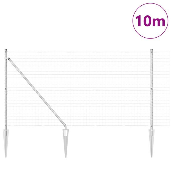 vidaXL Ogrodzenie z słupkami Srebrny 1.2 x 10 m Stal