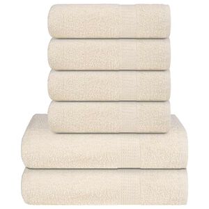 vidaXL 6-cz. zestaw ręcznik&oacute;w, FROGN, kremowy, 360 g/m&sup2;