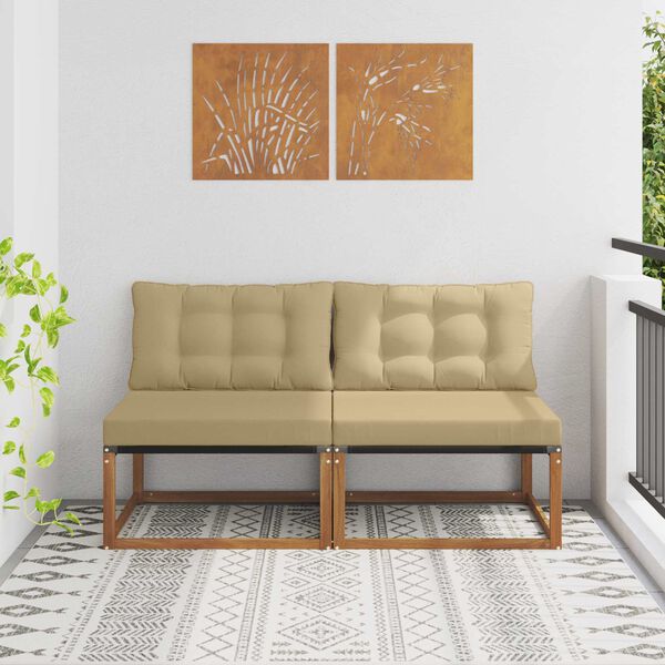 vidaXL 2 Sztuka Środkowa sofa ogrodowa Lite Drewno Akacji Naturalny