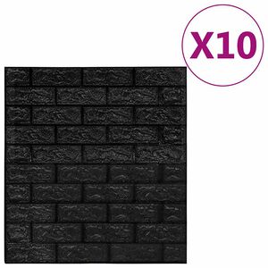 vidaXL Panele 3D z imitacją cegły, samoprzylepne, 10 szt., czarne