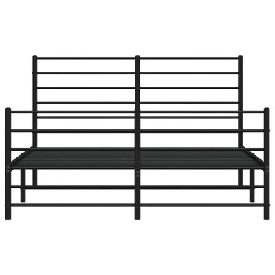 vidaXL Metalowa rama łóżka z wezgłowiem i zanóżkiem, czarna, 140x200cm