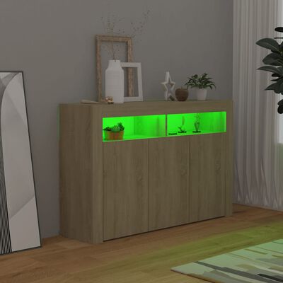 vidaXL Szafka z oświetleniem LED, dąb sonoma, 115,5 x 30 x 75 cm