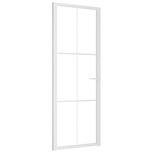 vidaXL Drzwi wewnętrzne, 76x201,5 cm, białe, szkło ESG i aluminium