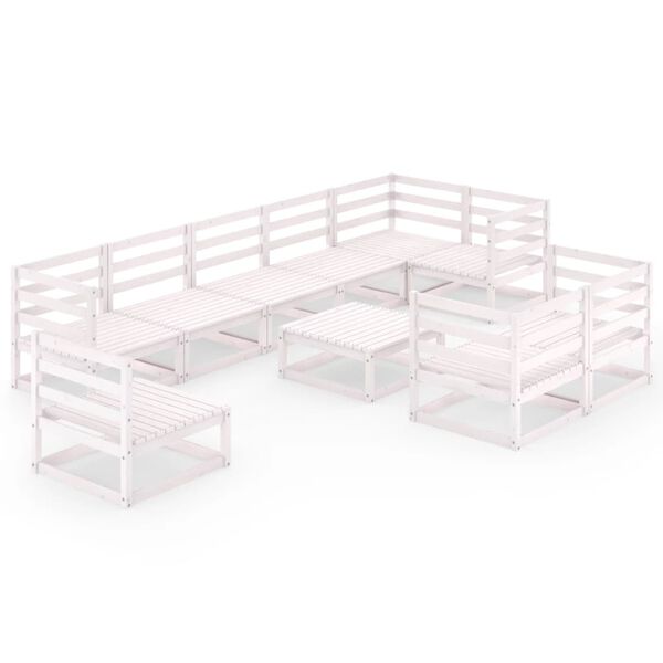 vidaXL 10-cz. zestaw mebli wypoczynkowych do ogrodu, biały, sosnowy