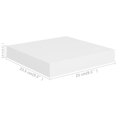 vidaXL Półki ścienne, 4 szt., białe, 23 x 23,5 x 3,8 cm, MDF