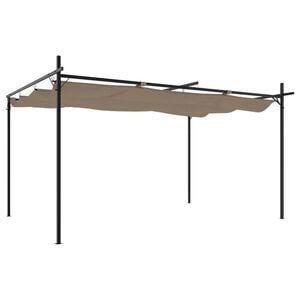 vidaXL Pergola ze zwijanym dachem, taupe, 395x292x230 cm