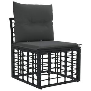 vidaXL Modularna ogrodowa sofa bez podłokietnik&oacute;w Czarny polirattan
