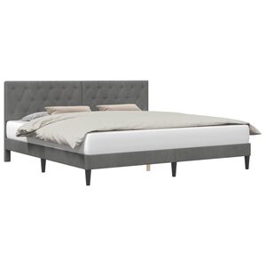 vidaXL Ramka ł&oacute;żka Z zagł&oacute;wkiem ciemnoszary 180 x 200 cm Welur