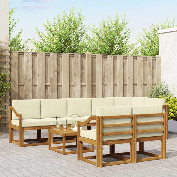 vidaXL Zestaw sof na zewnątrz z poduszką 9 pcs Naturalny i Kremowy