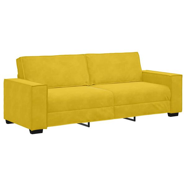 vidaXL Sofa 3-osobowa, ż&oacute;łty, 180 cm, tapicerowana aksamitem