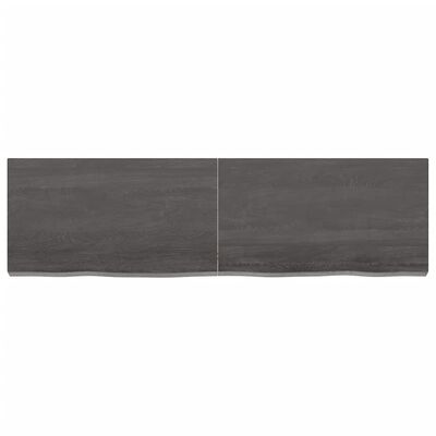 vidaXL Blat stołu, ciemnobrązowy, 140x40x(2-6) cm, lite drewno dębowe