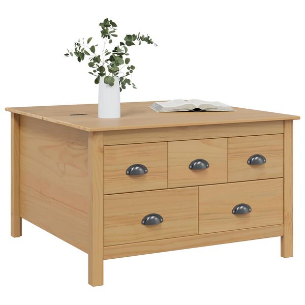 vidaXL Stolik kawowy z szufladą Miodowy brąz 79.5 x 79.5 x 49 cm