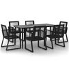 vidaXL 7-częściowy zestaw mebli ogrodowych, czarny, rattan PVC